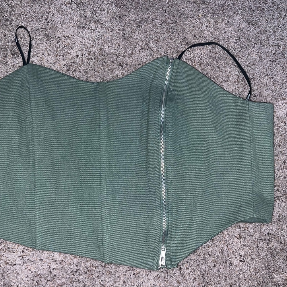 Green Corset Top with Zipper